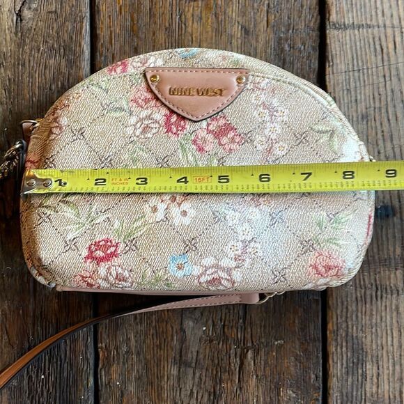 Nine West Beige, Tan & Gold Peyton Floral Mini Crossbody Bag - Picture 7 of 16
